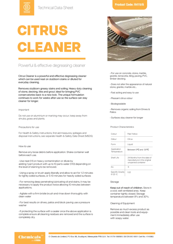 Citrus Cleaner Datasheet PDF 